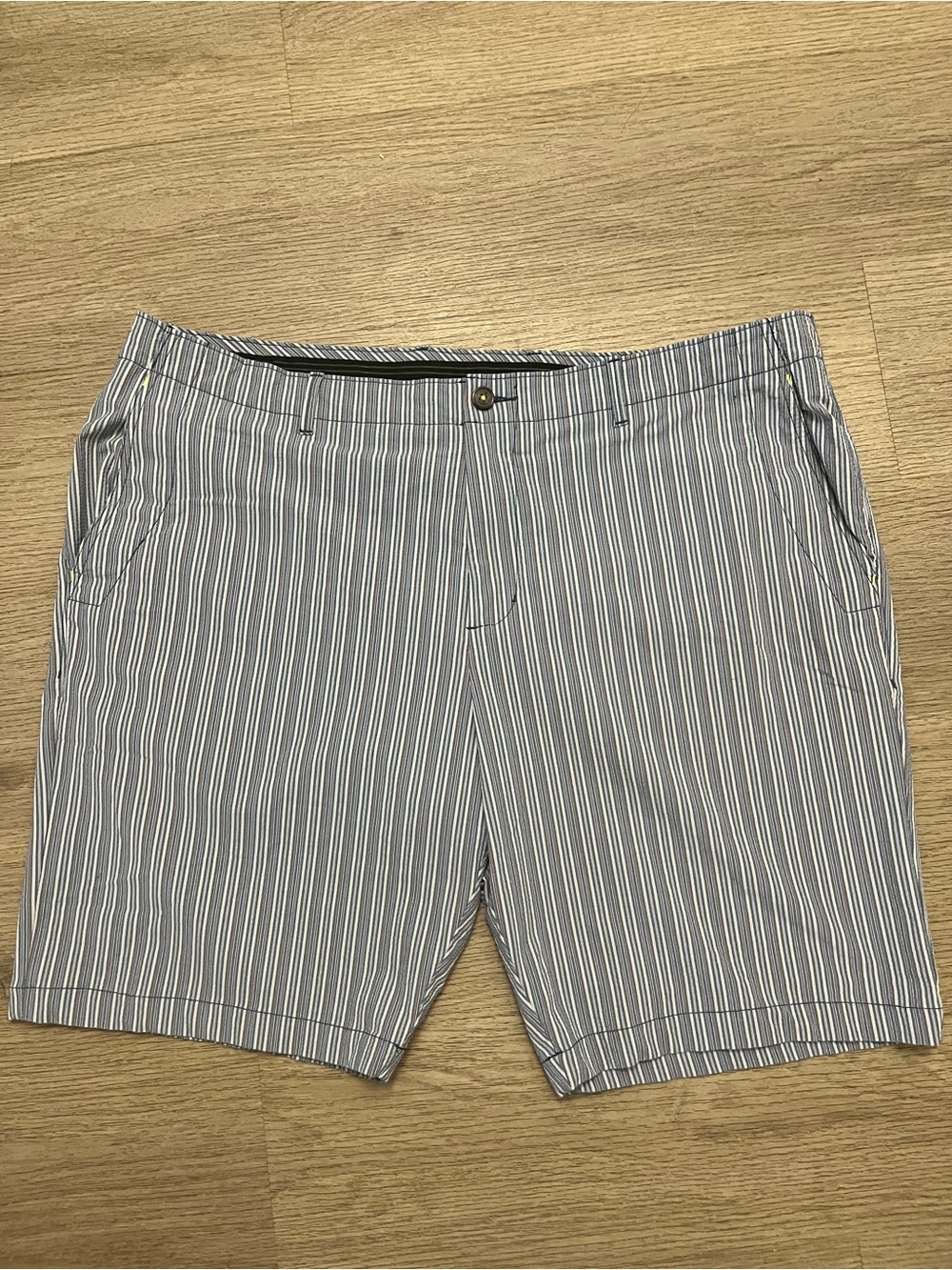 Tommy Bahama Men’s Blue and White Striped Stretchy Shorts Size 42 Preppy Casual